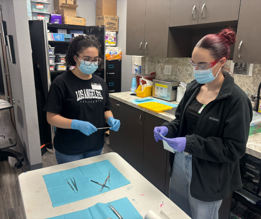 Dental assistant student training at Colorado Springs Dental Assistant School